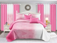 En stock : Ensemble de literie King Size moderne imprimé 8 pièces avec rideaux, 200 fils/cm², motifs variés et emballage individuel