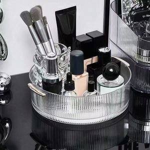 360 Degree <b>Rotating</b> Cosmetic <b>Storage</b> <b>Rack</b> Transparent With Handle Desktop Organizer For Makeup And Personal Care Products - Product Image 5
