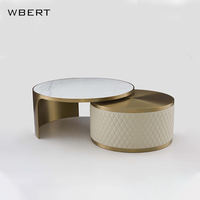 WBERT Table basse italienne de luxe en cuir et métal Rock Board Simple moderne haut de gamme créative haut de gamme Design bas pour le salon