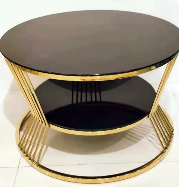 Factory Price Round Glass Top Metal Frame Side Tea Coffee Table