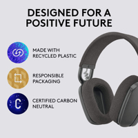 Auriculares Inalámbricos Logitech Zone Vibe 125, Controladores de 40 mm, Batería de 20 Horas, Micrófono con Cancelación de Ruido, USB, para PC, Mac, Zoom, Trabajo