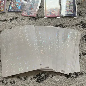 50 Sheets Tự Dính Lạnh Cán Trên Giấy Nhựa Holographic Overlay Phim DIY Gói Thẻ Màu Ảnh Laminating Phim