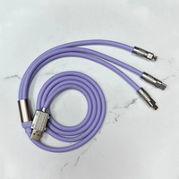 Câble de charge USB Type-C tressé en nylon 3-en-1 de 1,25 m à prix de gros, charge rapide 5A et transfert de données pour iPhone et Samsung, en alliage d'aluminium