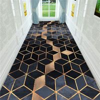 Modern kaymaz kauçuk koridor koşucu halı geometrik kare desen gürültü azaltma halı oturma odası ve otel dekor için