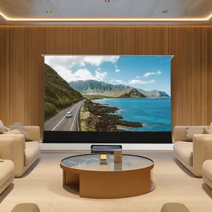 Shore ROLATV 100"120"Rollable Laser Tv Ust Screen High Definition 4k Electric Projector Screen Cabinet Beamer Screen