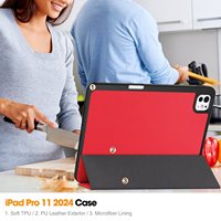 Étui pour iPad Pro 11 pouces 2024 2025, ultra fin, léger, en cuir PU et TPU, avec emplacement pour stylet