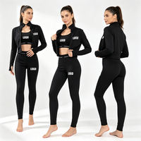 Ensemble de yoga trois pièces de qualité supérieure : soutien-gorge de sport push-up, débardeur et pantalon taille haute sculptant et amincissant, en stock