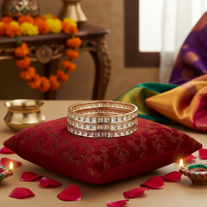 Polki Kundan Stone Fine <b>Bangle</b> <b>Set</b> Gold-Plated <b>Bangles</b> - Product Image 3