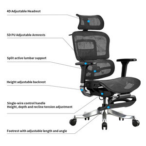 Sedia da <span class=keywords><strong>Ufficio</strong></span> Ergonomica Girevole 5D con Braccioli in Rete - Design Contemporaneo, Poggiatesta 4D, Sollevamento a Gas BIFMA Classe 3, Regolabile per <span class=keywords><strong>Casa</strong></span>/<span class=keywords><strong>Ufficio</strong></span> - Product Image 4