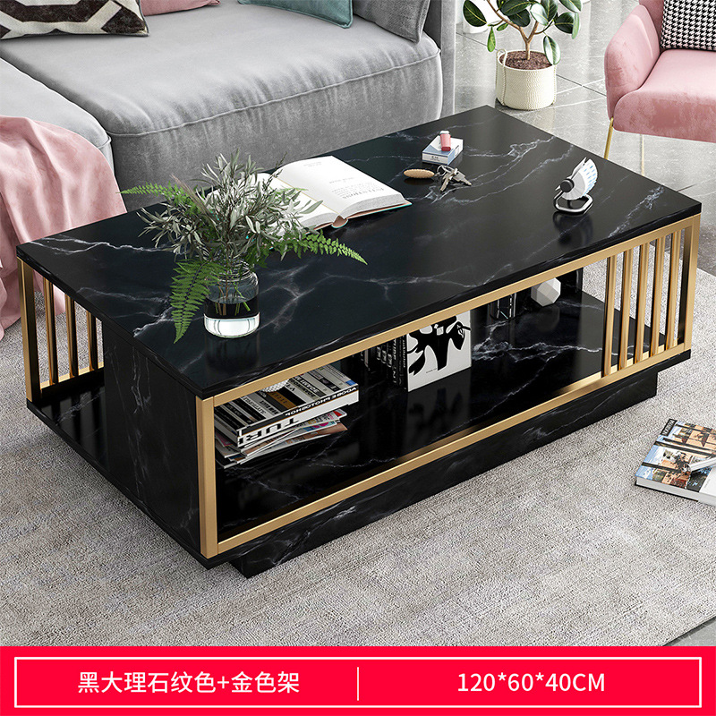 golden steel frame + black marble color 120*60*40cm
