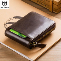 Dompet Pria Merek BULLCAPTAIN Dompet Kulit Asli Pria Dompet Rfid Tas Penyimpanan Multifungsi Dompet Koin Tas Kartu