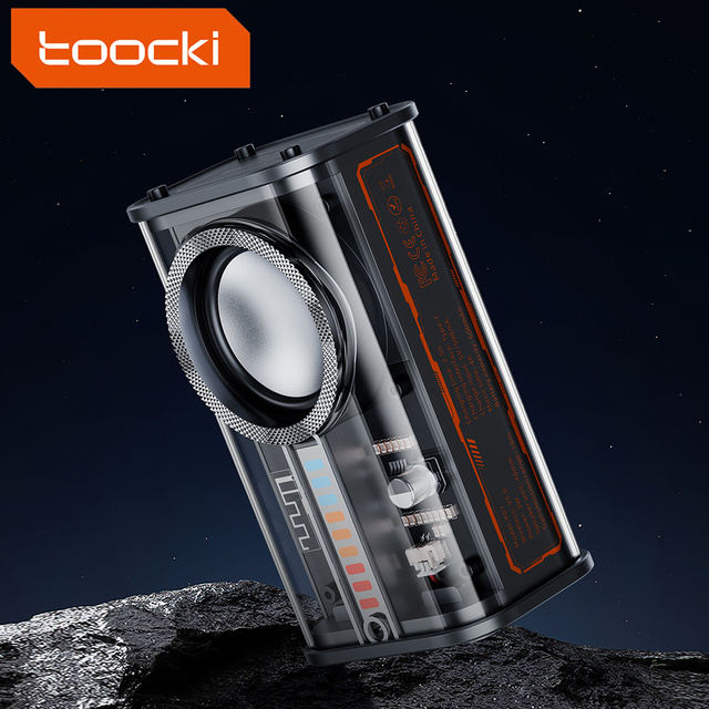 Toocki Transparent Design Mecha Mini Bluetooth Wireless Speakers RGB LED Lighting Portable Speakers RGB LED Lighting for Phones