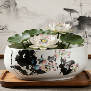 Macetas Hidropónicas para Lirios de Agua, Pennywort, Narcisos, Pothos Creativos, Cuencos Grandes de Cerámica No Porosa, Ecológicos con Drenaje - Product Image 4