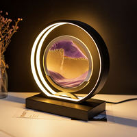 Lampe de table LED avec sable mouvant dynamique en forme de sablier, décoration artistique 3D, peinture cinétique, lumière nocturne