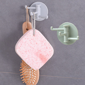 Traceless adhesive 3-<b>branch</b> rotating hook for kitchen and bathroom walls, plain color hooks for home use, nail-free adhesive - Product Image 2