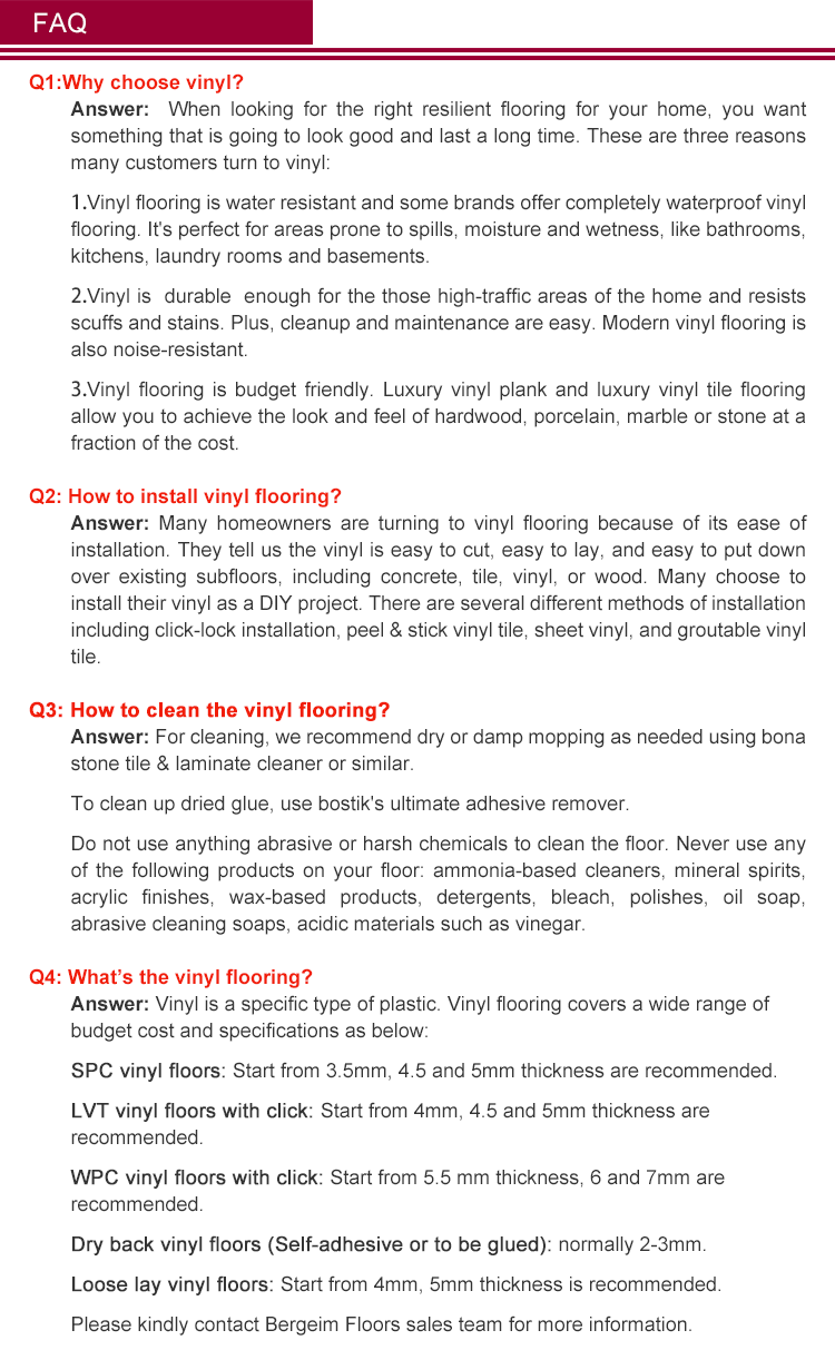 Customized Color Commercial Use Anti-scratch WPC Flooring  Waterproof Anti-slip Loose Lay Vinyl Flooring