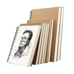 A4 60 Pages 160gsm Sketchpad Spiral Bound Hardcover Kraft Cover Sketchbook Drawing Book For Adult Art Drawing Supplies