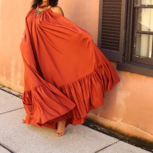 S-5XL 2022 Áo Dây Không Tay Màu Trơn Quần Áo Đi Biển Mùa Hè Cho Nữ ĐầM Maxi Dáng Rộng Ngoại Cỡ Xòe Xếp Tầng - Product Image 5