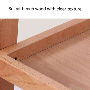 Chevalet en bois Huixishi, chariot à outils pour peinture à <span class=keywords><strong>l</strong></span>'huile, chevalet à trois niveaux en bois de hêtre durable, couleur naturelle, support de rangement pour peinture - Product Image 3
