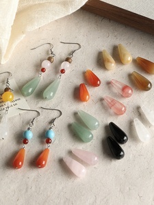 Perles en agate rouge naturelle en forme de larme, aventurine verte, pierres vintage, fournitures de perlage DIY pour accessoires de bijoux faits à la main - Product Image 1