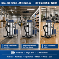 Aspirateur industriel à batterie GH/210D pour usage en usine, puissance 2,1 kW, bac à déchets de 80 L, machine de nettoyage des sols
