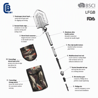 Pelle pliante en acier inoxydable, outil de survie pour le camping