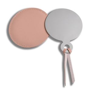 Luxurious Decorative Pink PU Leather Convenient Pocket Hand Held Makeup Fashion <b>Mirror</b> - Product Image 4