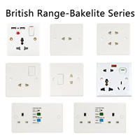 Botón pulsador de Panel de baquelita estándar BS, buena calidad, 86*86mm, 5 bandas de luz, interruptor de pared eléctrico de 1/2 vías para Arabia Saudita