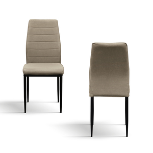 Ensemble de 4 chaises Giordana, revêtement en tissu beige, base en métal, chaises de salle à manger d'intérieur - Product Image 2