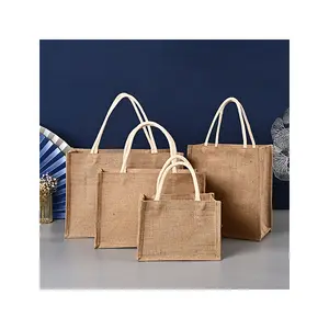 حقيبة تسوق توتو الخيش صديق للبيئة للسيدات حقيبة تسوق متينة قابلة لإعادة التدوير حقيبة يد من الجوت للهدايا