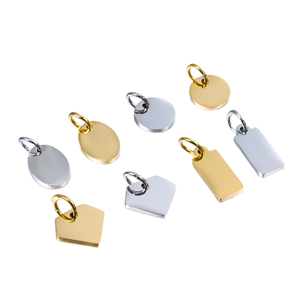 Industriële groothandel Cheng Shi Model 032 dierenhanger gespiegeld gepolijste vergulde onregelmatige vorm huisdier ketting metalen blank bedel - Product Image 1