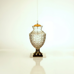 Minimalist Glass Table <b>Lamp</b> With Beige Shade Unique Design Decorative <b>Lighting</b> Fixture - Product Image 3