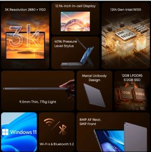 <span class=keywords><strong>CHUWI</strong></span> 2024 Hi10 Max 2 en 1 Tablet portátil Intel Core N100 12,96 "3K IPS pantalla 12GB RAM 512GB SSD tabletas Win11 2,4G/5G Wifi - Product Image 3