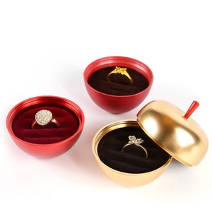 Wholesale Two Colors Metal Apple Jewelry <b>Box</b> Ring Pendant Christmas Jewelry <b>Gift</b> <b>Box</b> - Product Image 4