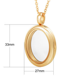 Negozio <span class=keywords><strong>Online</strong></span> in acciaio inossidabile placcato <span class=keywords><strong>oro</strong></span> gioielli con medaglione ovale - Product Image 4