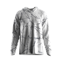 Vêtements de chasse et de pêche antibactériens pour hommes avec poche poitrine droite, protection solaire, motif craquelé marbre blanc