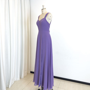 วัยรุ่นเสน่ห์ขา Slit อย่างเป็นทางการชุดราตรีชุดยาวสีม่วงเพื่อนเจ้าสาวงานแต่งงานเจ้าสาวชุดแม่บ้าน - Product Image 6