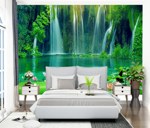 Chute d'eau naturelle Lotus Wall Designs Home Decoration Serene Landscape Mural Wallpaper <span class=keywords><strong>Stickers</strong></span> - Product Image 3