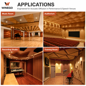 WINEGO Chine – Panneau diffuseur acoustique 3D en MDF, piège à basses insonorisant en bois massif <span class=keywords><strong>de</strong></span> qualité supérieure pour hôtel - Product Image 2