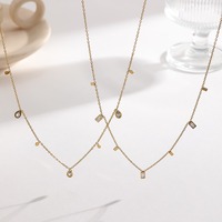 Ensemble collier et bracelet en acier inoxydable avec petits charms géométriques en zircon, chaîne fine légère, bijoux en strass TGXL14294