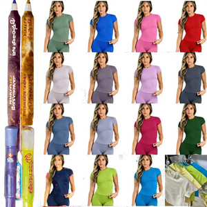 Camiseta Deportiva de Compresión para Mujer, Cuello Redondo, Manga Corta, Transpirable, para Yoga y Fitness, 40 Colores - Product Image 3