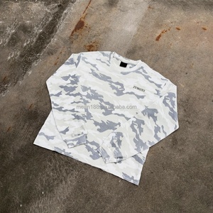 Custom logo Design <b>Waffle</b> Knit Long Sleeve Oversized Loose Long Sleeve t <b>Shirt</b> Camouflage Print Long Sleeve Sweatshirt - Product Image 3
