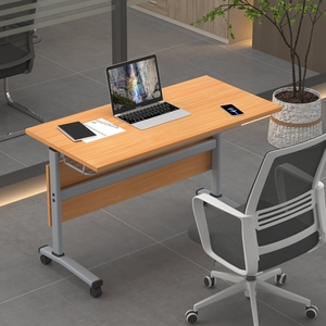 Đa chức năng di động có thể gập lại nhân viên đào tạo bàn hội nghị bàn học sinh hình chữ nhật tròn kết hợp với bánh xe - Product Image 5