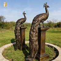 RELONG Vente chaude Prix d'usine Statue de paon en bronze grandeur nature Sculpture pour jardin extérieur Parc