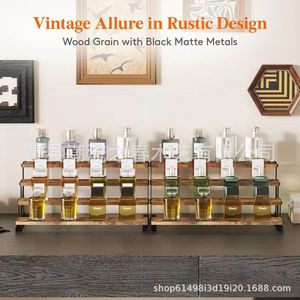 Iron and wood combination perfume display rack, multi-tiered <b>shelf</b>, kitchen spice rack, figurine storage rack - Product Image 3