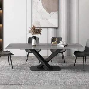 Mesa sala de jantar artificial, nova mesa de jantar de mármore conjunto moderno de luxo pedra sintered mesa de jantar e cadeiras