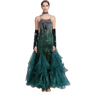 Conjuntos de competición profesional Vestido de Tango de baile de salón sexy con diamantes de imitación Estilo occidental Vals Maxi Vestido para mujer - Product Image 6