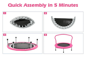 Mini trampoline d'intérieur pliable de 36 pouces en acier pour enfants, trampoline rond de fitness à domicile avec poignée pour garçons et filles - Product Image 5