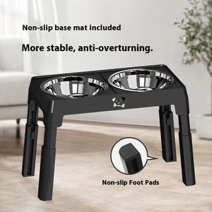 Mangkuk anjing baja tahan karat ramah lingkungan dengan tinggi yang dapat disesuaikan mangkuk ganda untuk peralatan lipat anjing sedang & besar - Product Image 3