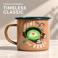 Mug Kopi Vintage dari Batu Keramik dengan Tepi dan Pegangan Hijau Bergulung untuk Minuman Mahasiswa di Asrama, Luar Ruangan, Grosir, Cangkir Hadiah